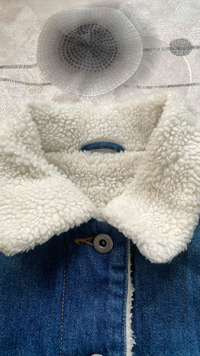 Jacket denim sherpa GU crop, foto 2