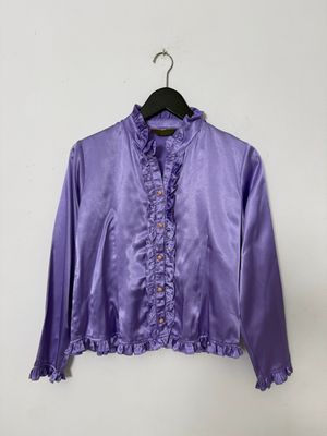 Lilac Shiny Ruffle Top
