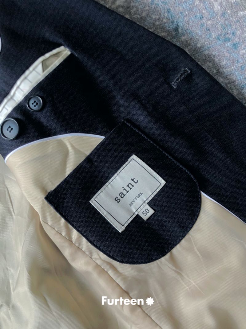 Jas/Blazer Pria Premium Navy Wool, foto 5