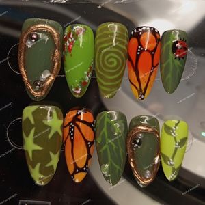 Press on nails nail art enchanted lake fairycore