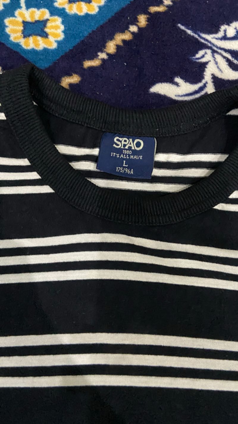 Stripe Shirt SPAO Hitam, foto 2