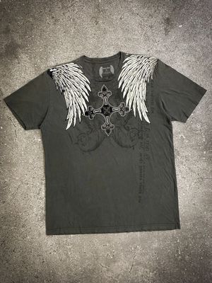 Carbon Black Cross Wings Graphic T-shirt