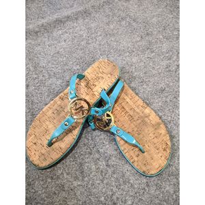 Michael Kors Cork Sandals MK Gold Logo Flip Flops Sandal