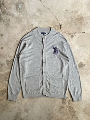 USPA full button knit cardigan misty grey u.s. polo assn