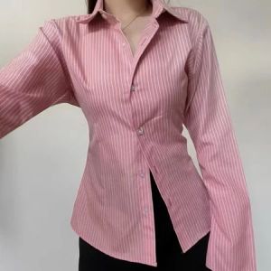 JULIA TOP Stripe Shirt Kemeja Fita Body Wanita Korean Style