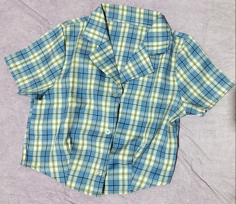 Top - kotak kotak biru putih, foto 2
