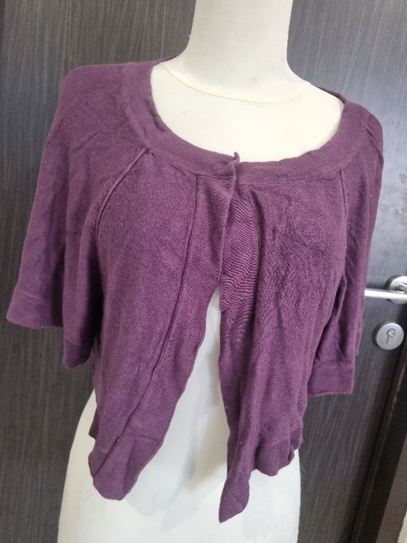 Cardigan Crop Ungu, foto 2