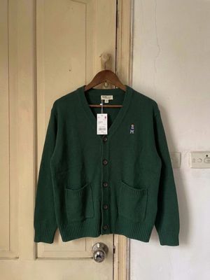 WHO.A.U|Pocket Cardigan Steve Vneck-Green