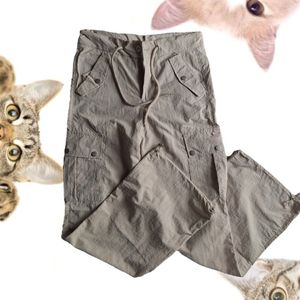 Cargo parachute cream-salmon fitted pants