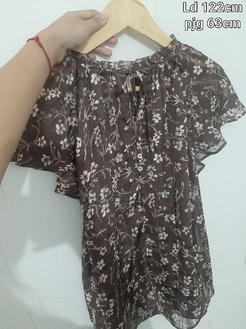H&M BLOUSE BUNGA COKLAT CANTIK, foto 5