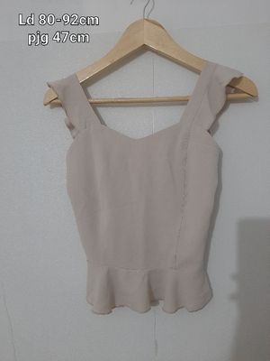 TANKTOP/VEST RUFFLE BEIGE KOREA