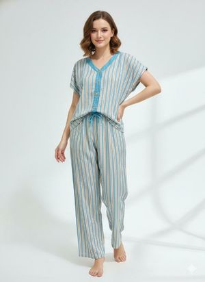 Set ya wakiil top ld120 pj63 kancing dpn pants120 pj93