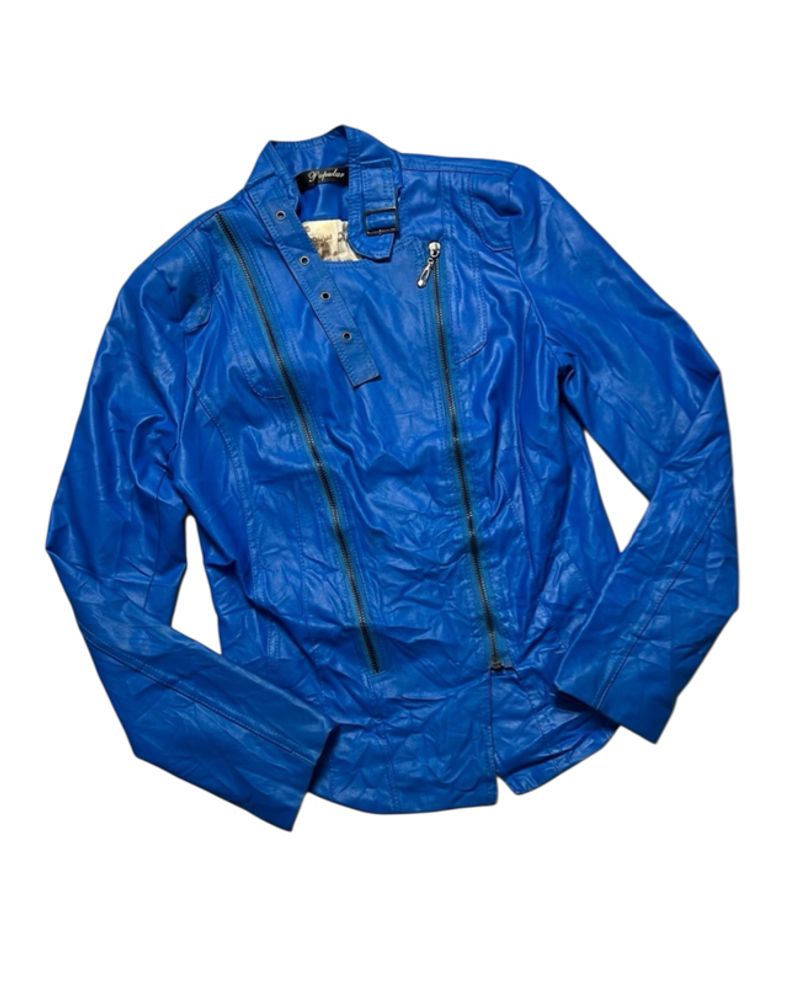 Vintage biker jacket in electric blue, foto 2