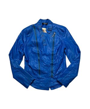 Vintage biker jacket in electric blue