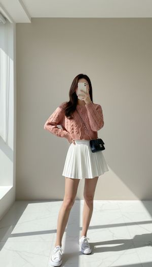 Cardigan Crop Dusty Pink Motif Timbul Wanita