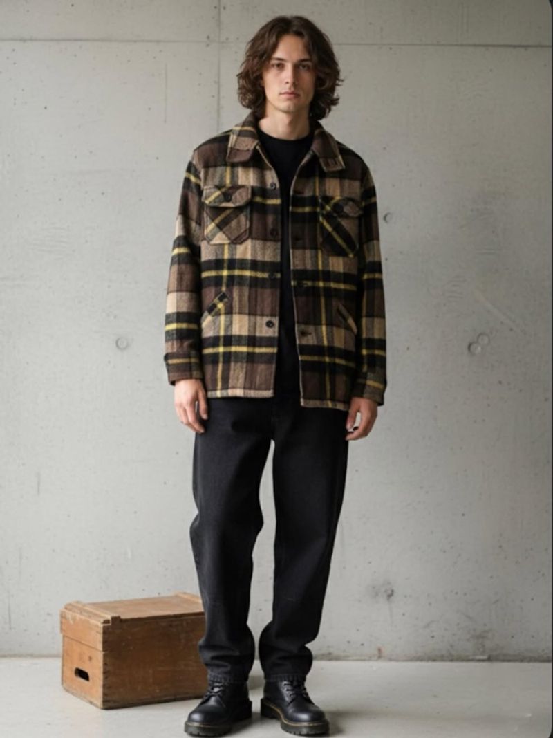Vintage Plaid Flannel Jacket Throat Latch, foto 2