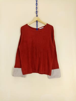 Vintage Luxury Sweater Wanita burgundy