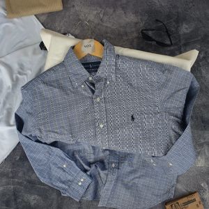 SN 1406 - polo ralph lauren shirt grey gingham classic plaid