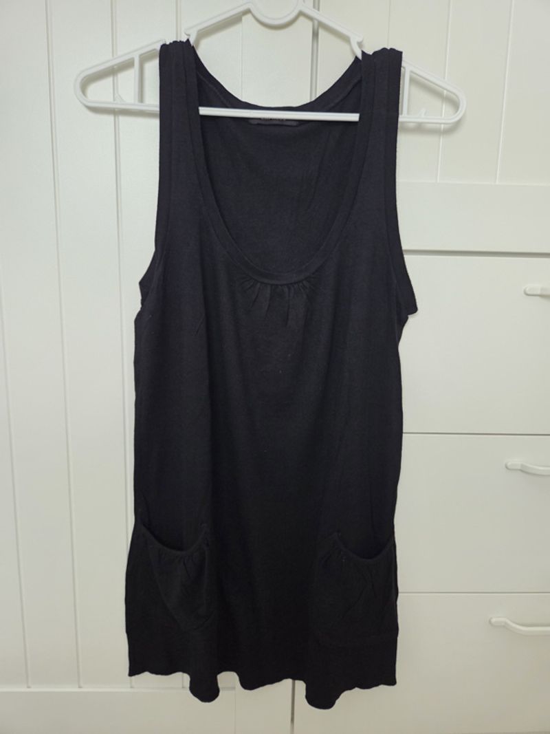 Black Scoop Neck Long Top with Pockets, foto 3