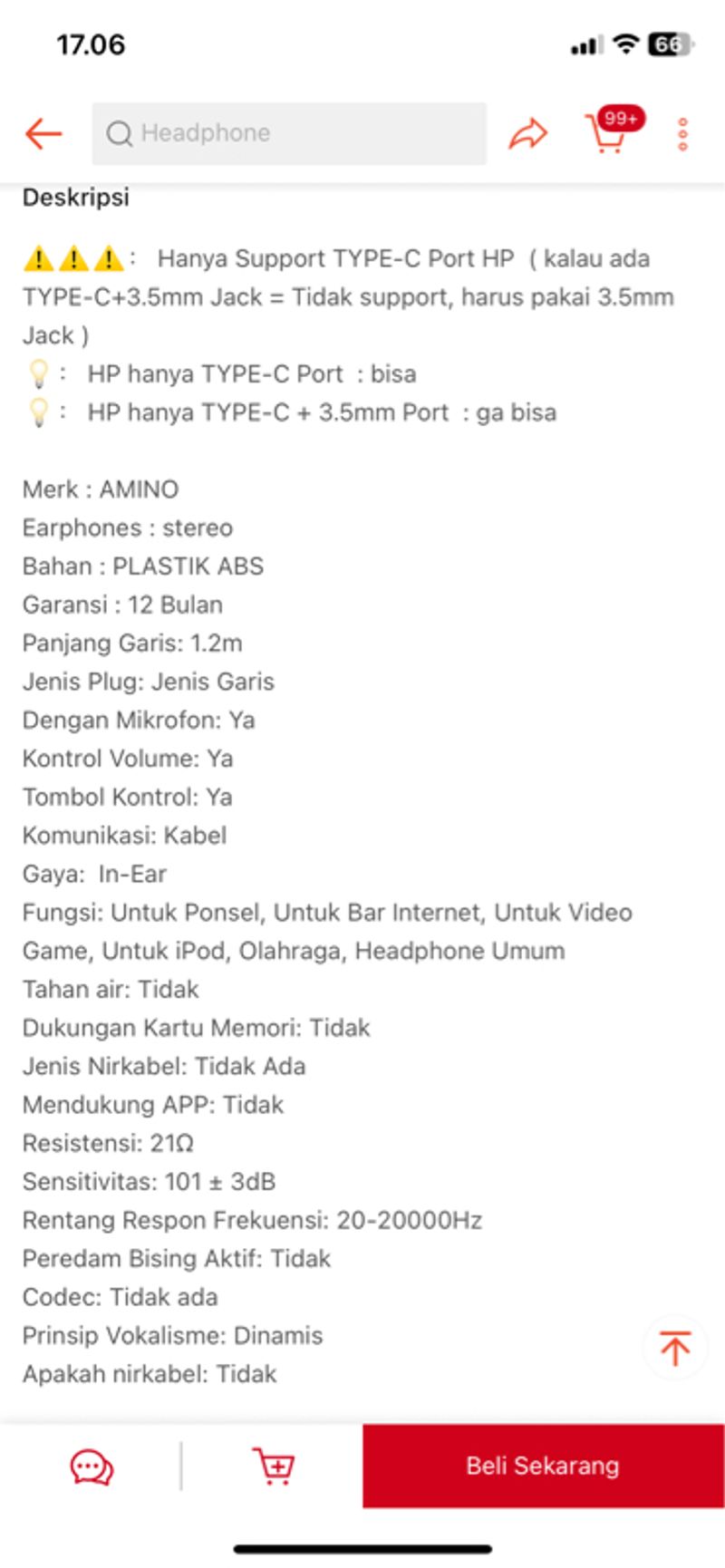 amino headshet in ear wired type c, foto 2