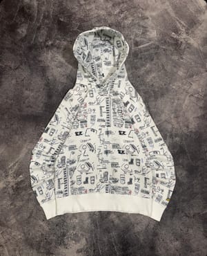 Jean-Michel Basquiat Minimalist Hoody Pria white black