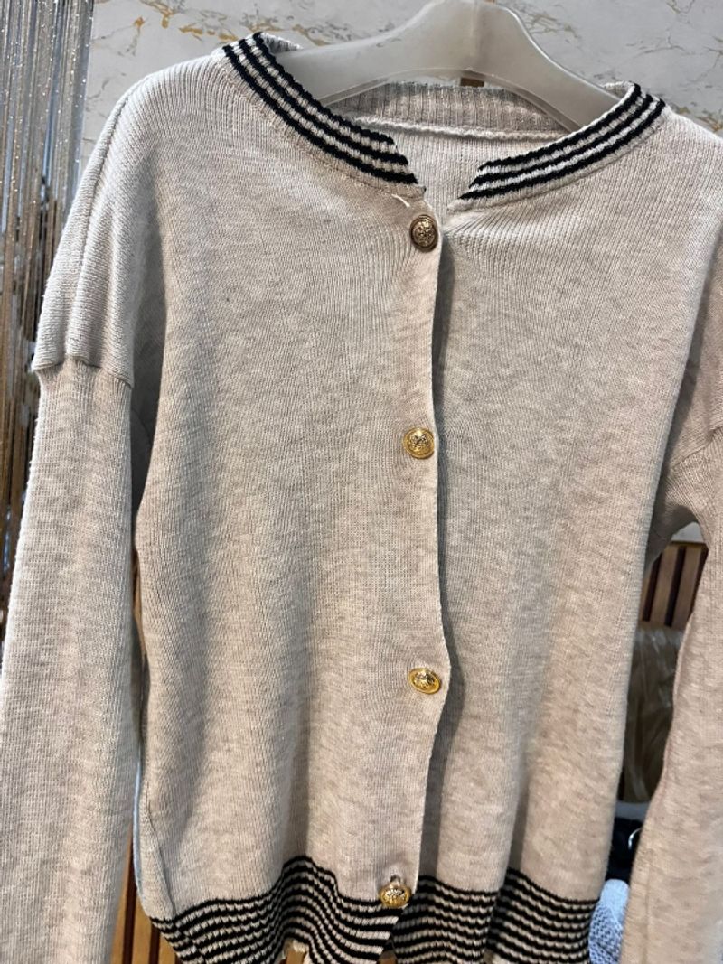 Cardigan Knit Button Pearl Grey, foto 2