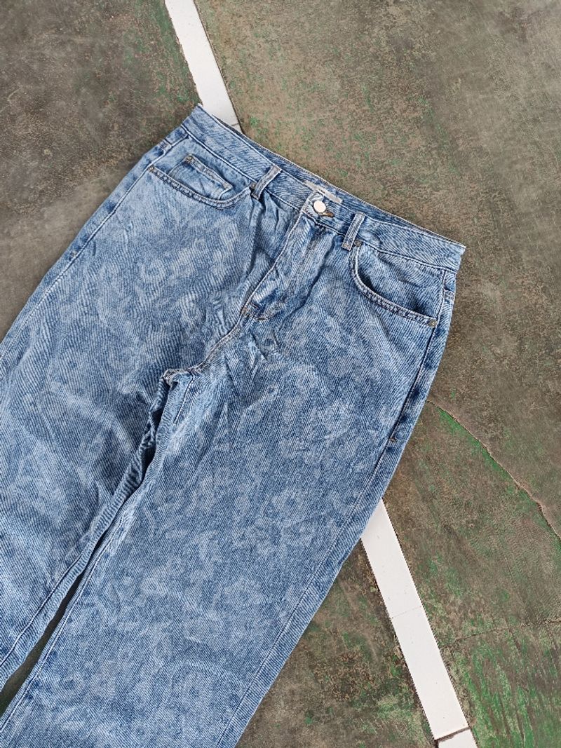 Plac lots retro straight pattern washed jeans, foto 5