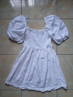 H&M White Puffy Sleeve Short Dress