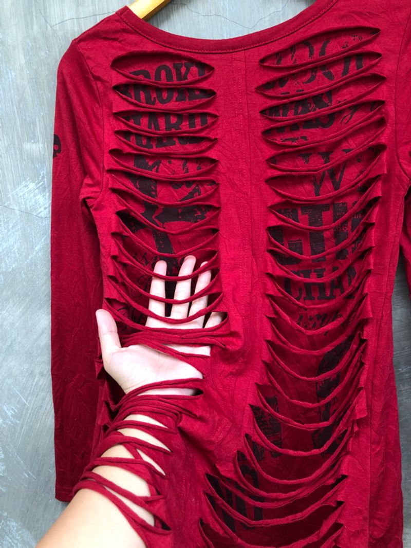 Y2K Japanese Edge Line Long Sleeve Distressed Tshirt LGB GOA