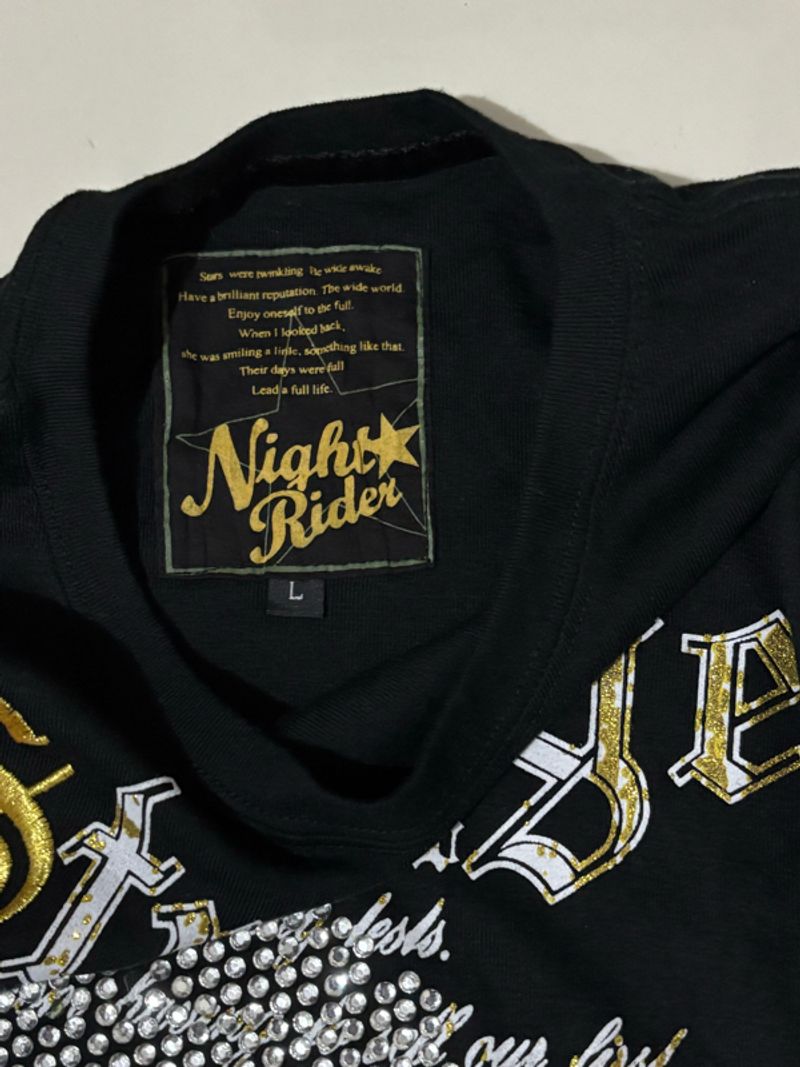 black long sleeve tee with rhinestone skull graphic, foto 5
