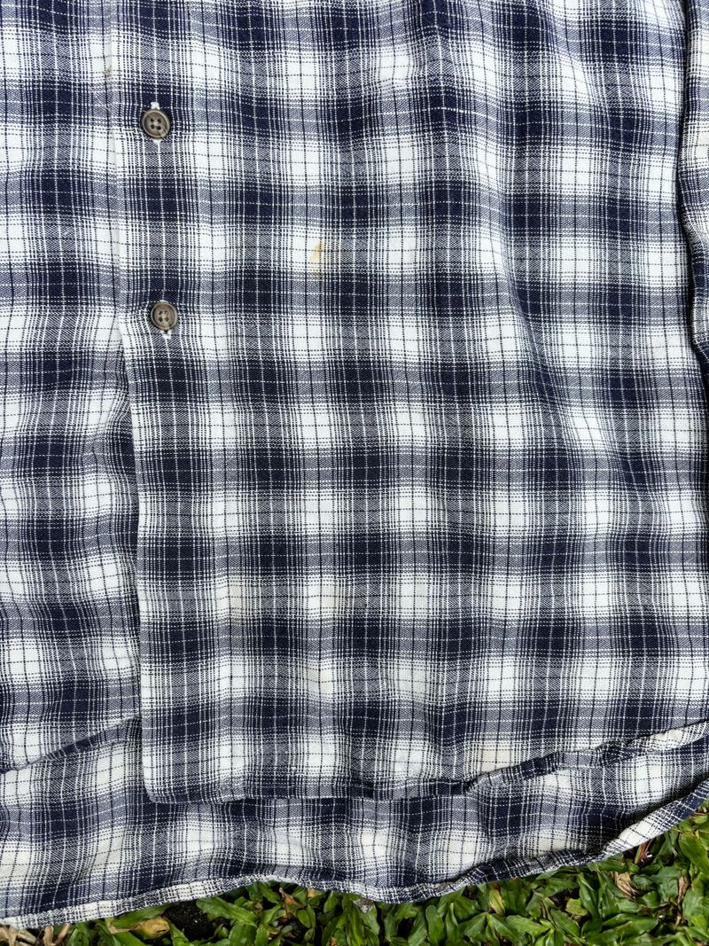 1990's GAP Shadow Plaid Check Flannel Shirt - Loop Collar, foto 4