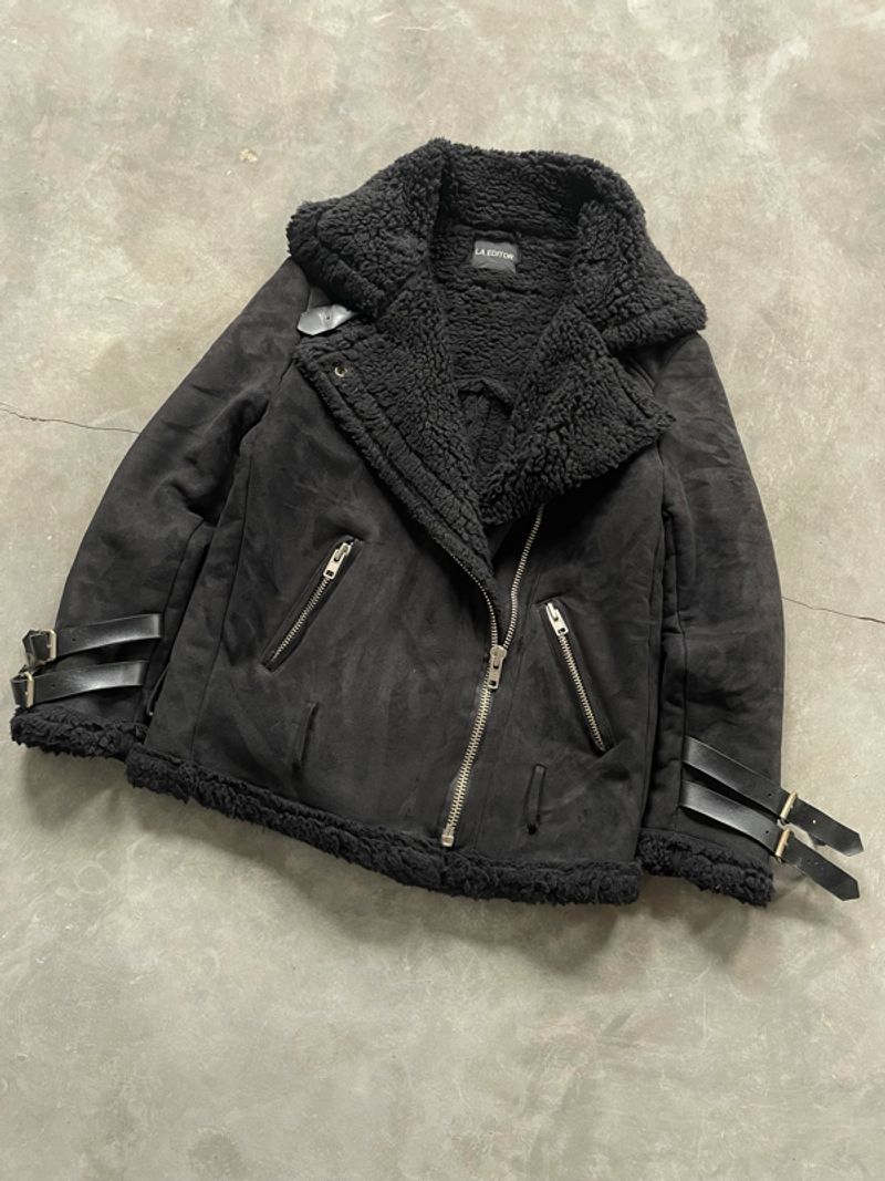 2000’s - Grunge Y2k Goth Ramones Wizard Jacket Suede Sherpa, foto 3