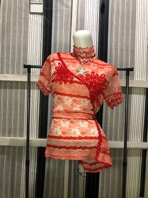 ICINOO Mesh Top floral motif y2k turtleneck tile unik 2000s