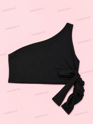 One Shoulder Crop Black