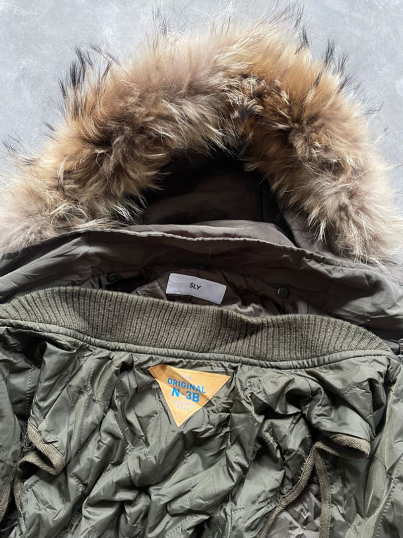 1990's - SLY Military Napoleon Fur hoodie Jacket Y2k Grunge - Preloved