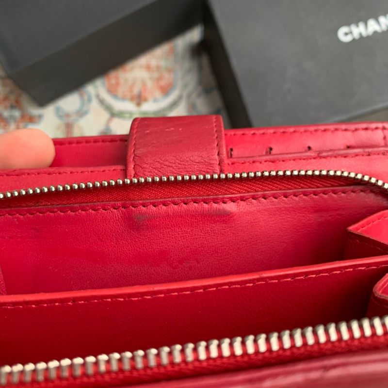 CHANEL RED MATELASSE LAMBSKIN WALLET COMPACT NO.15, foto 8
