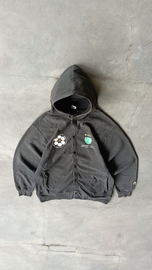 2000's Heavyweight Black Wash Button Up Hoodie