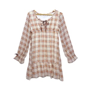 Colza Vintage Coquette Babydoll dress Wanita tan pink