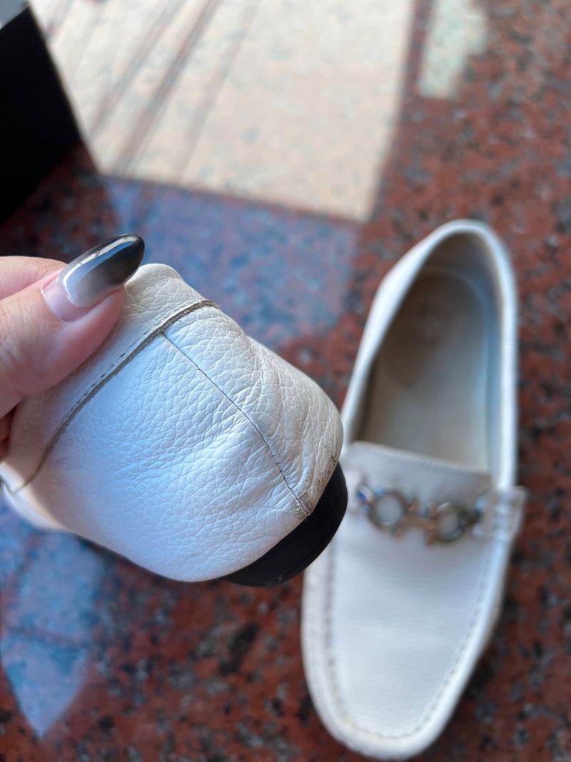 White Leather Loafers Eu 37/38, foto 4