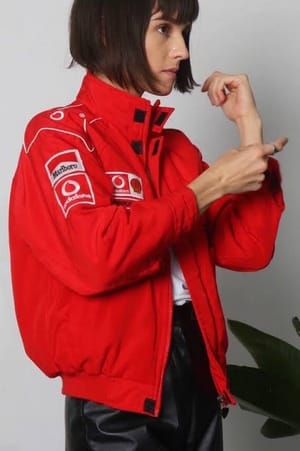 Vintage Biker Windbreaker Pria red