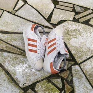 Adidas Casual Sneakers Pria white orange