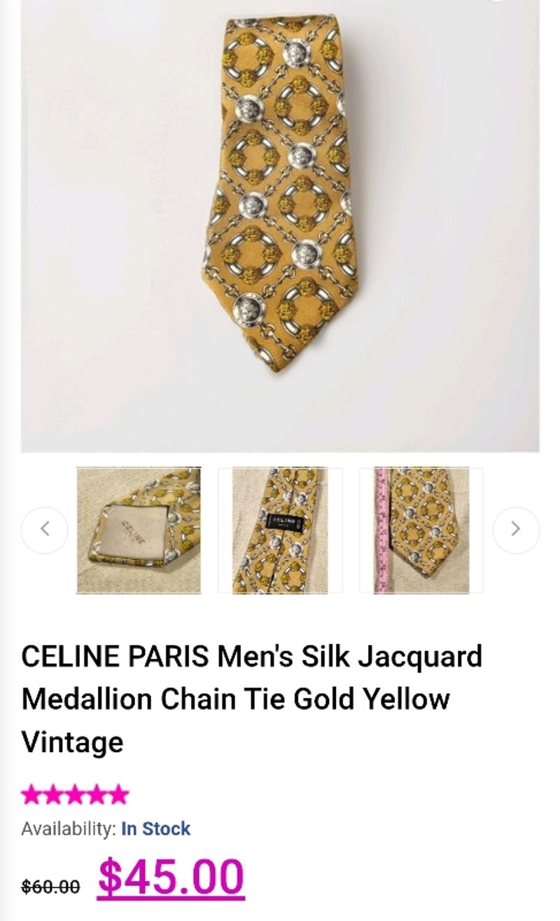 Celine Paris Authentic Slik Tie, foto 6