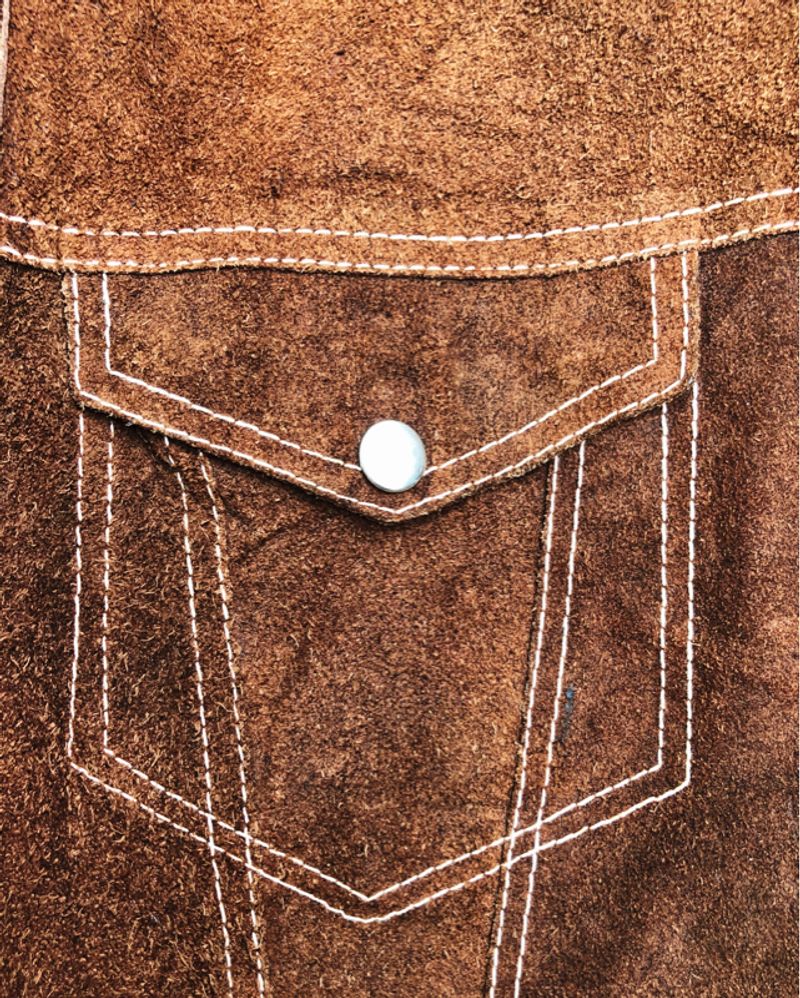 1950's trucker brown leather suede jacket, foto 3
