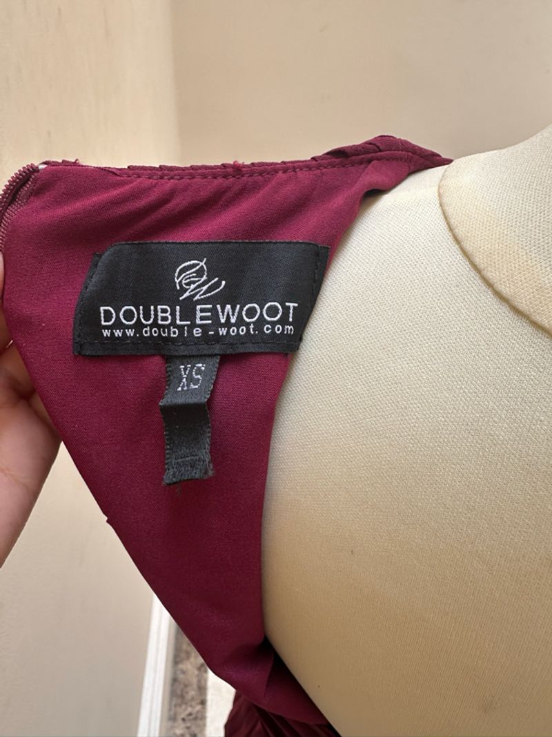 Maroon Pleated Dress - doublewoot Dliore XS, foto 3