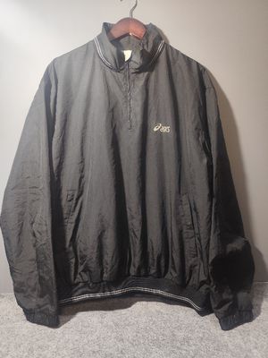 Half Zipper Asics Hitam Pria  Original Anti Air Tahan Angin