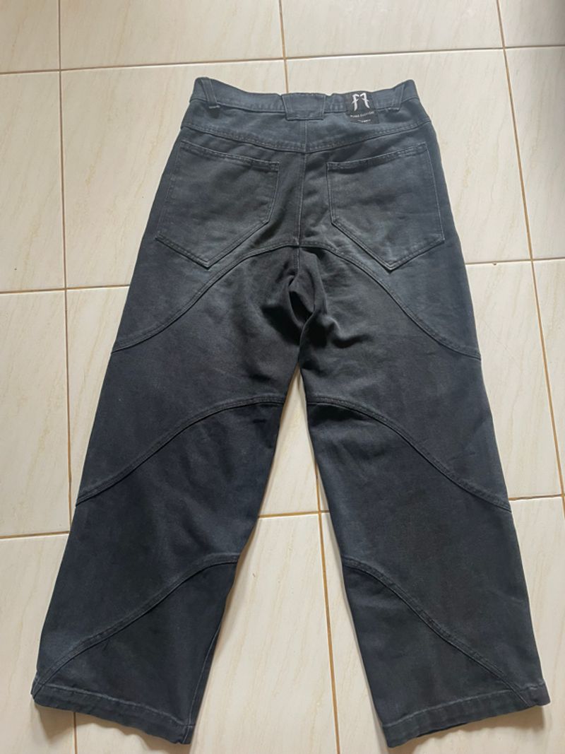 celana denim baggy washed black, foto 4