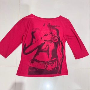 no brand red merah 3/4 sexy tshirt emo grunge y2k