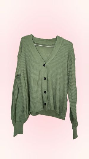 Cardigan Rajut Hijau Sage