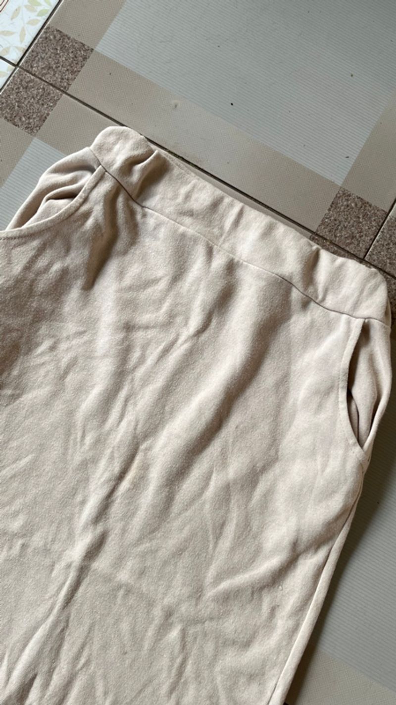 midi skirt warna beige, foto 3
