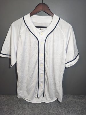 Jersey Baseball Pria UTU Putih Garis Hitam Sporty